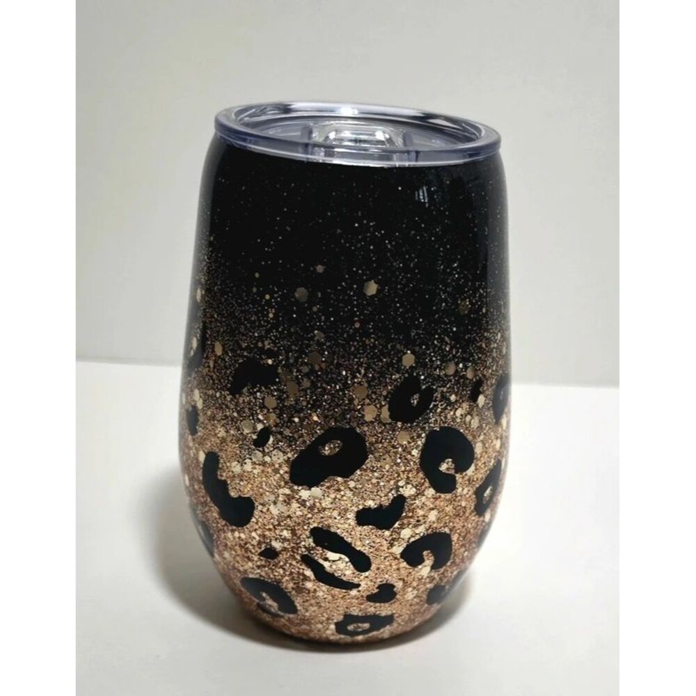 Leopard print insulated wine tumbler